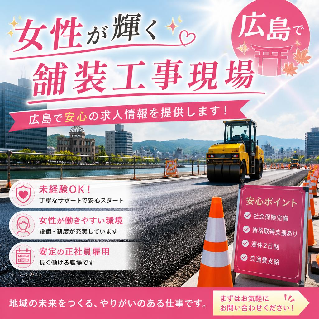 女性が輝く舗装工事現場—広島で安心の求人情報を提供します！