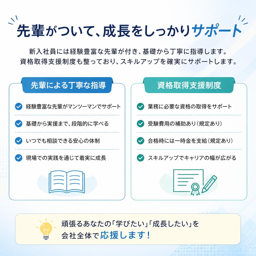充実の教育制度とマンツーマン指導