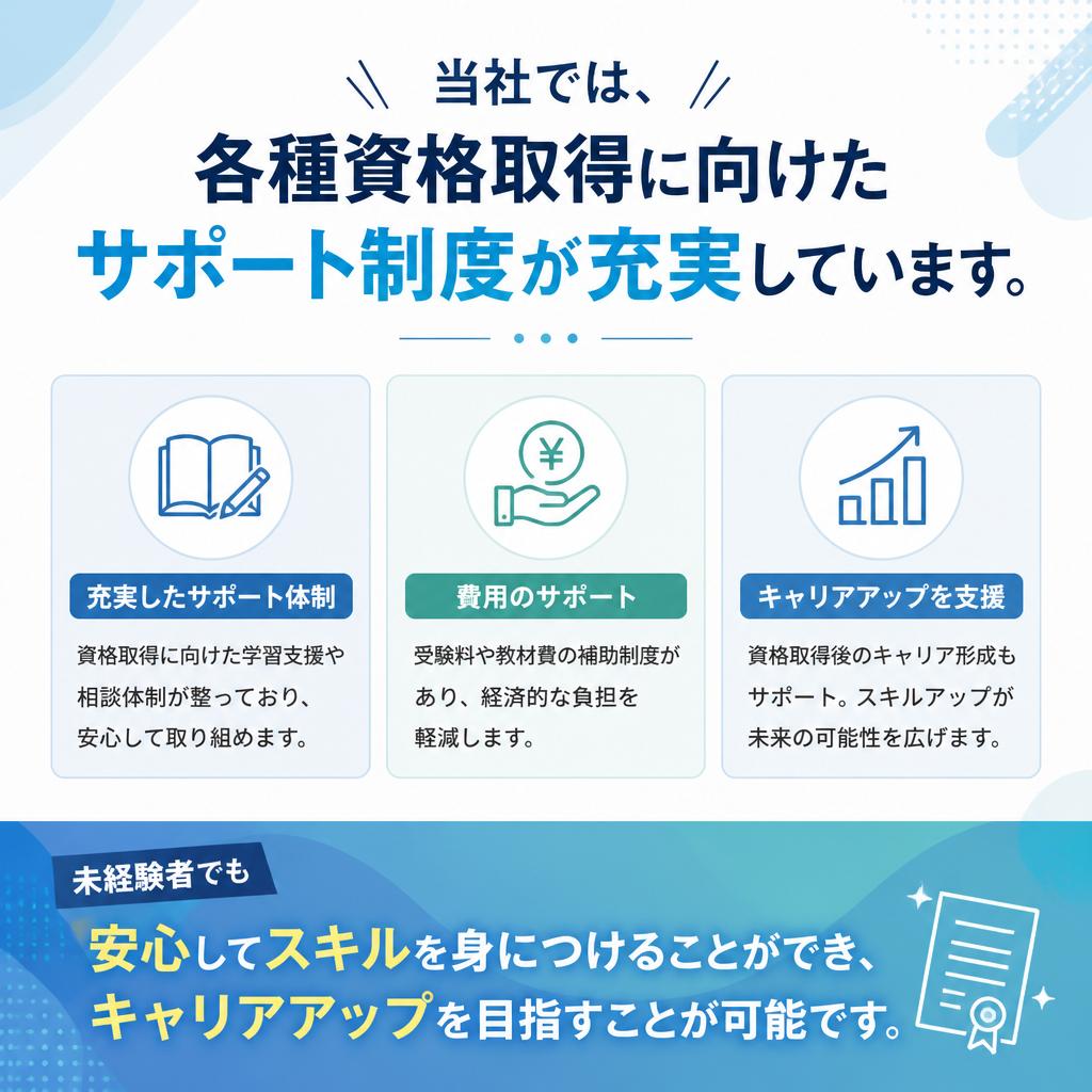 資格取得支援でスキルアップを実現