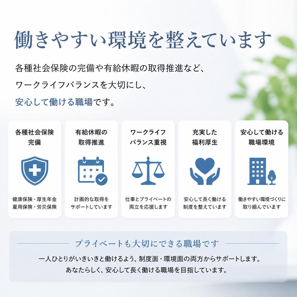 充実した福利厚生で安心の職場環境