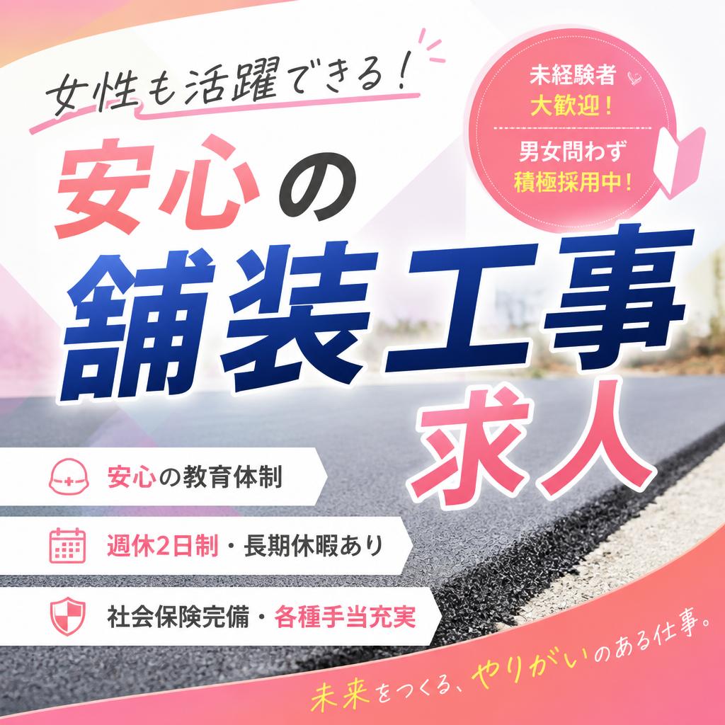 女性も活躍できる！安心の舗装工事求人