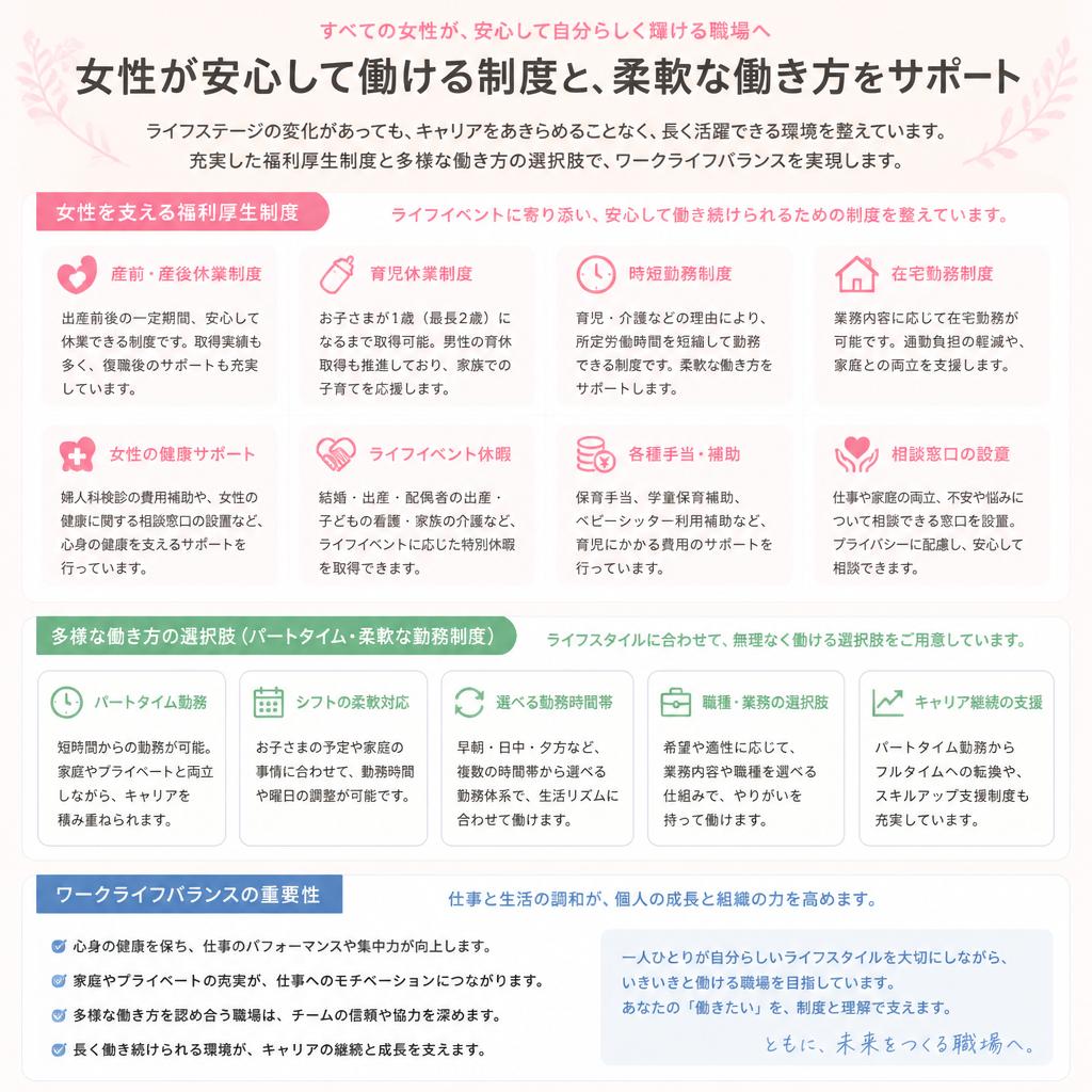 女性のための働きやすい福利厚生