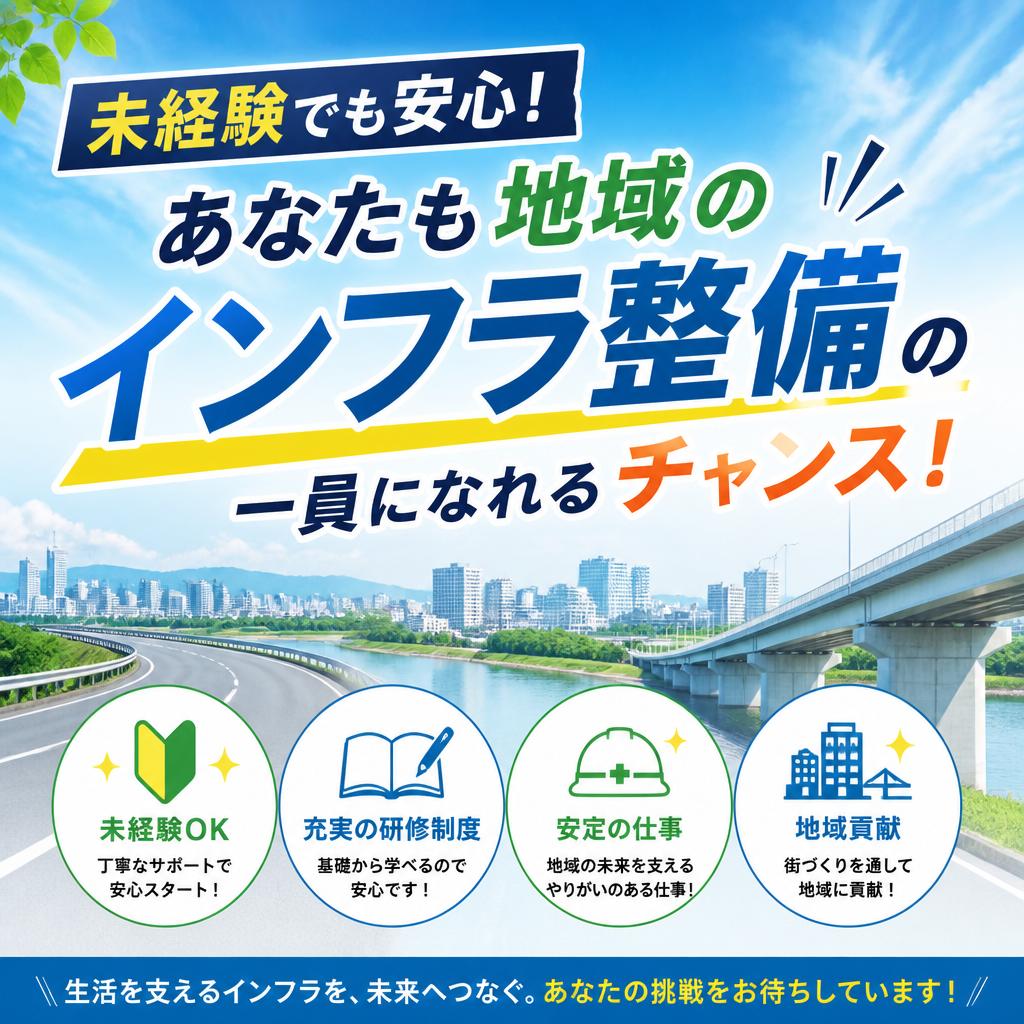未経験でも安心！あなたも地域のインフラ整備の一員になれるチャンス！