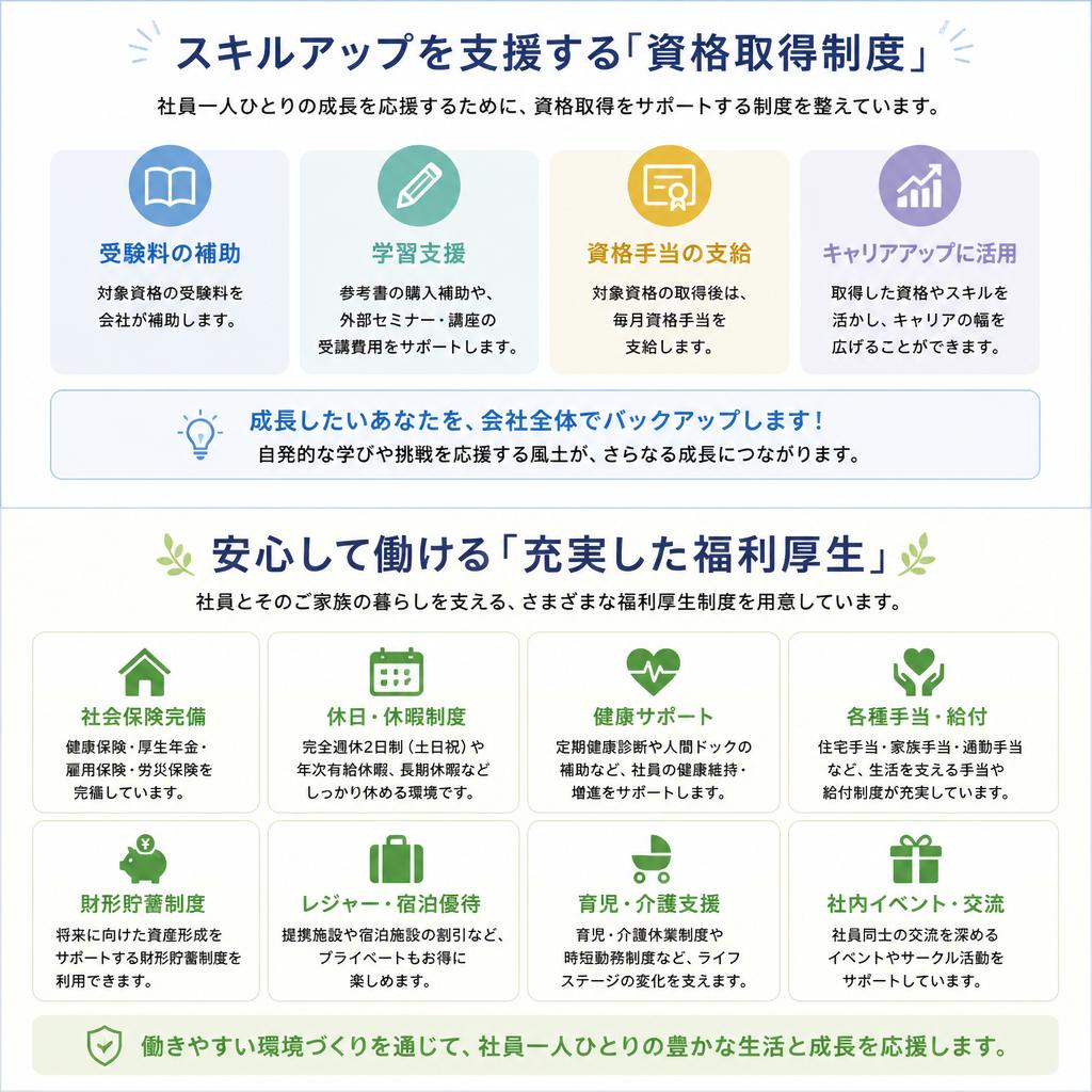 充実した福利厚生とサポート体制