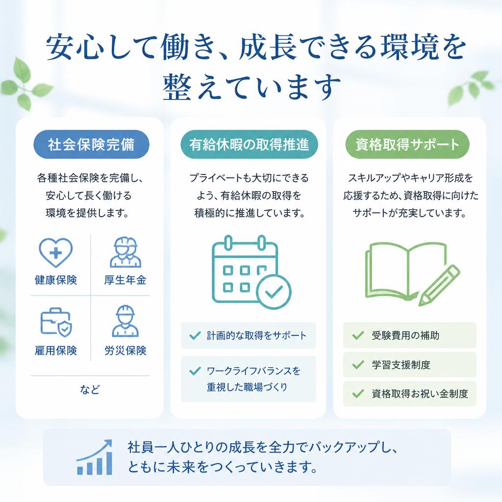 手厚い福利厚生と資格取得支援