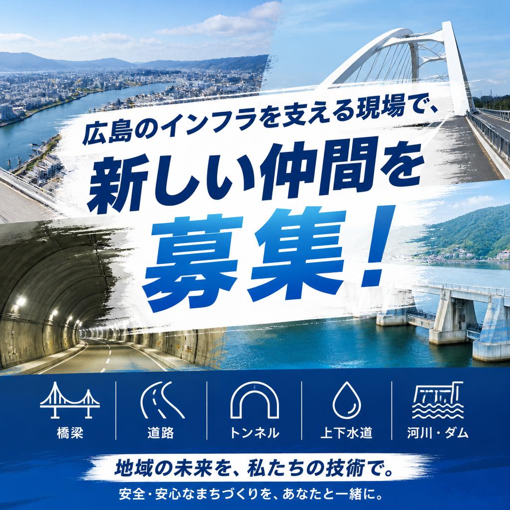 広島のインフラを支える現場で、新しい仲間を募集！