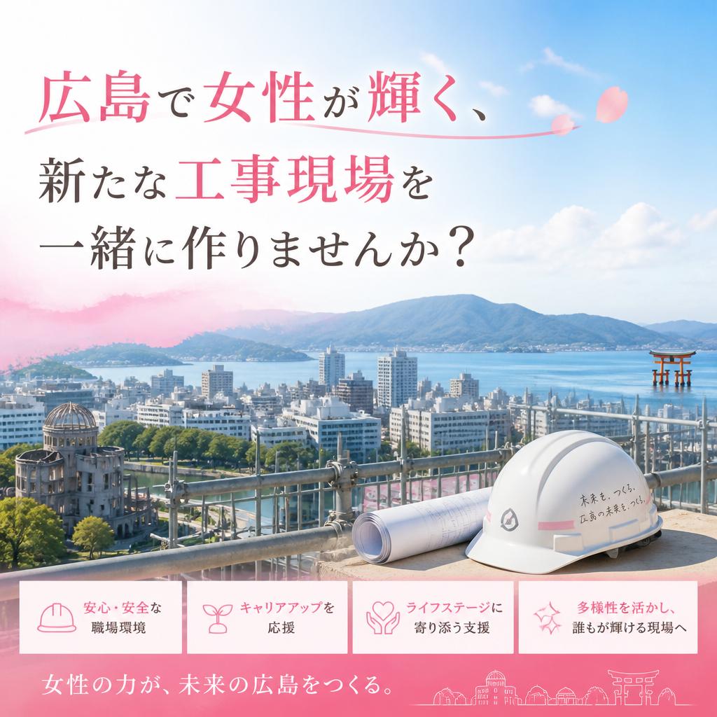 広島で女性が輝く、新たな工事現場を一緒に作りませんか？