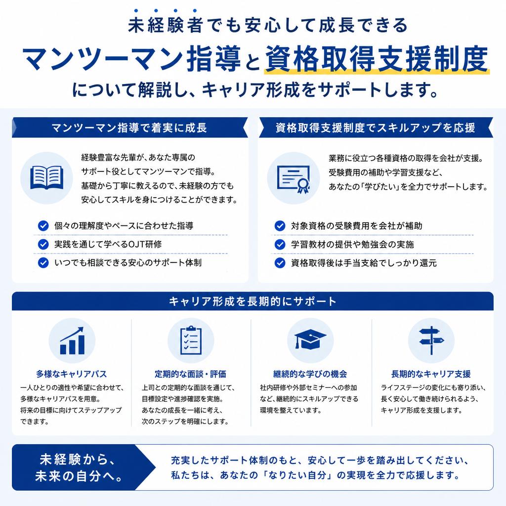 充実した研修制度とスキルアップ