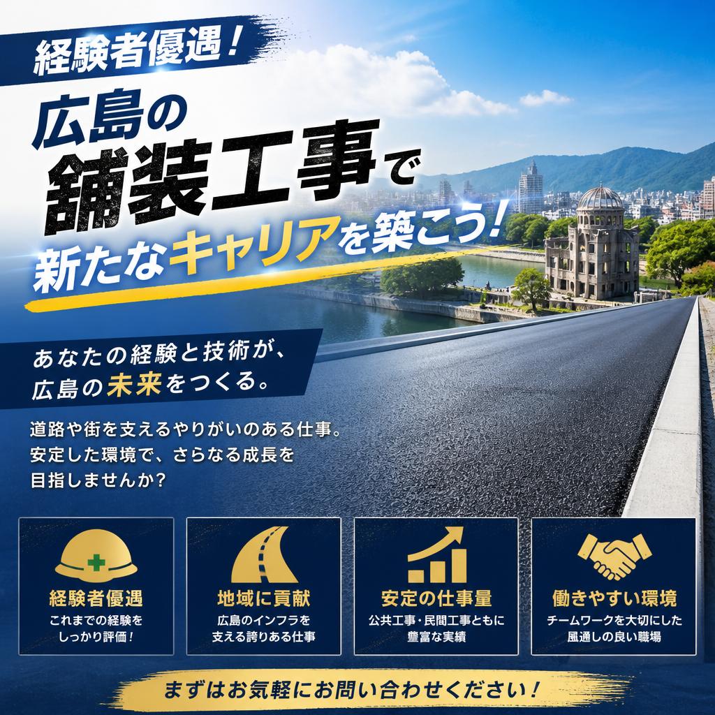経験者優遇！広島の舗装工事で新たなキャリアを築こう！
